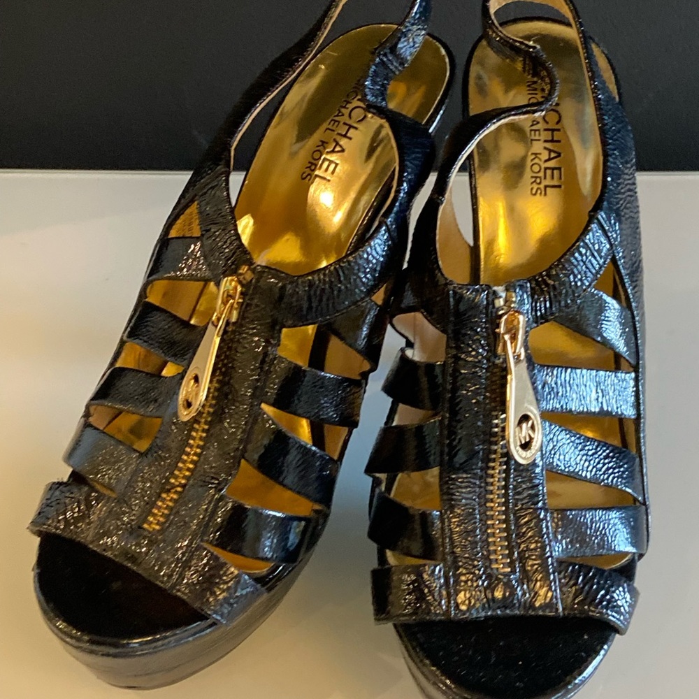 Michael Kors Black Patent Leather Platform Heels (never worn) Size 7.5